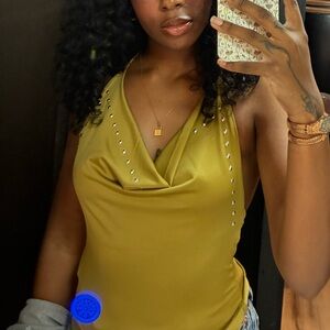 Stylish Olive Green Halter Top